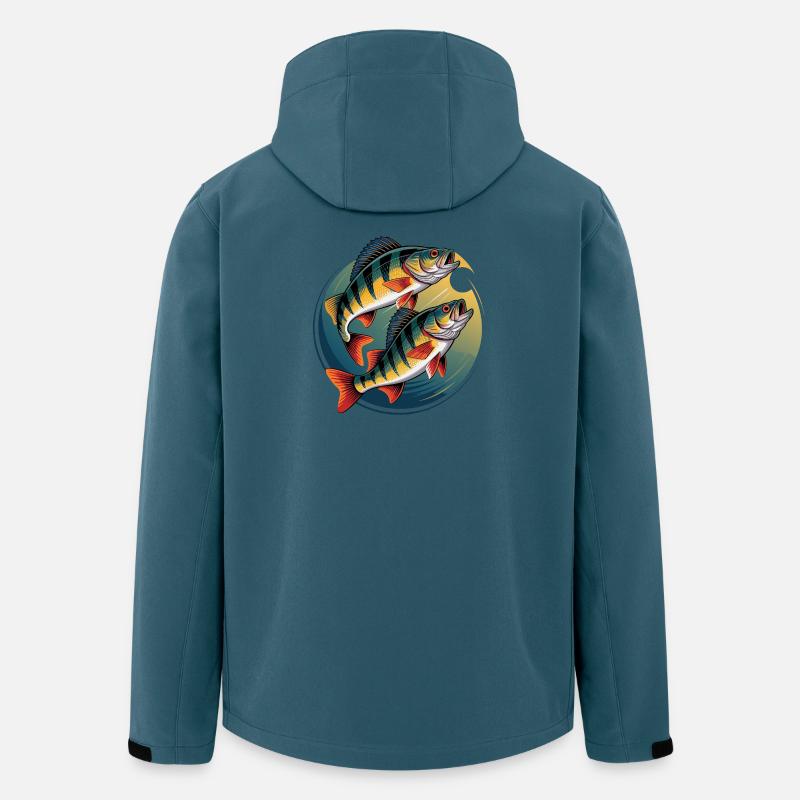 Zwei Barsche im Kreis - Recycelte Männer Softshell-Jacke von Stanley/Stella - Dunkles Petrol
