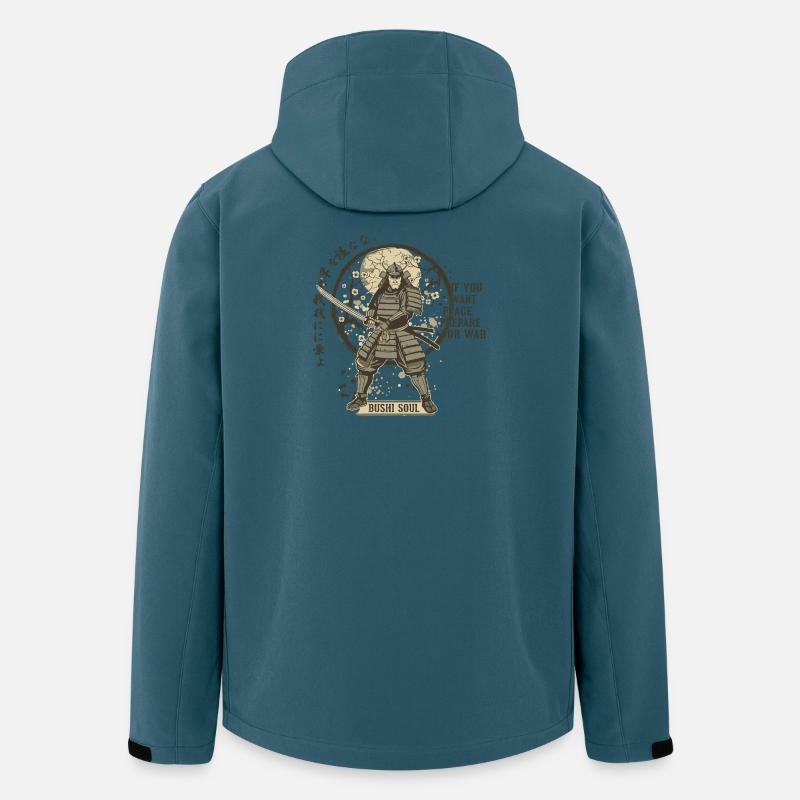 Bushi Seele Samurai in Blüten - Recycelte Männer Softshell-Jacke von Stanley/Stella - Dunkles Petrol