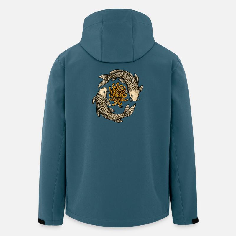 Koi Kreislauf Chrysanthemen - Recycelte Männer Softshell-Jacke von Stanley/Stella - Dunkles Petrol