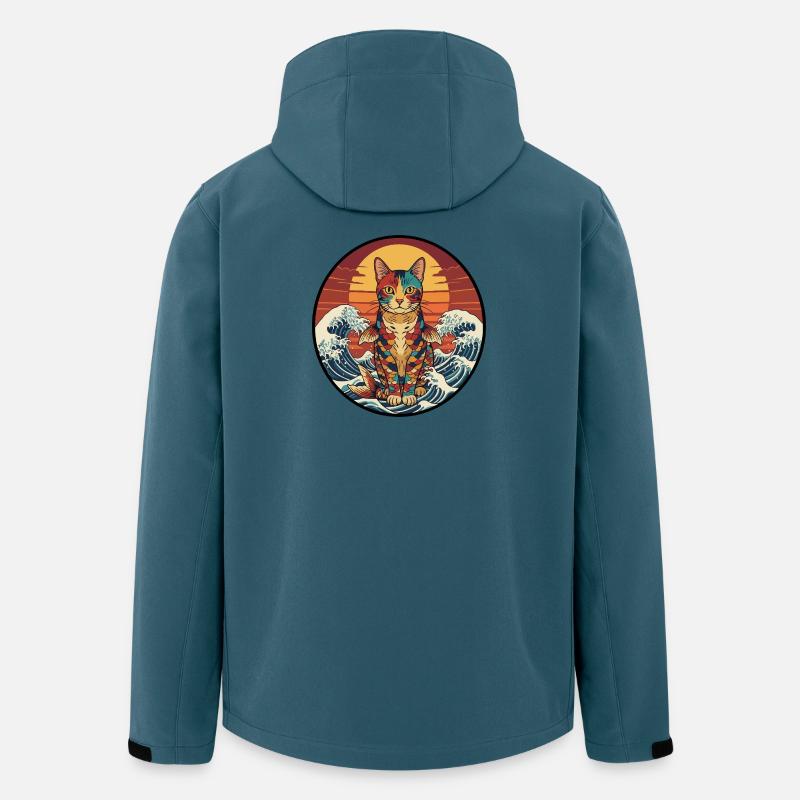 Vagues de coucher de poisson koi - Veste softshell homme en polyester recyclé Stanley/Stella - bleu pétrole foncé