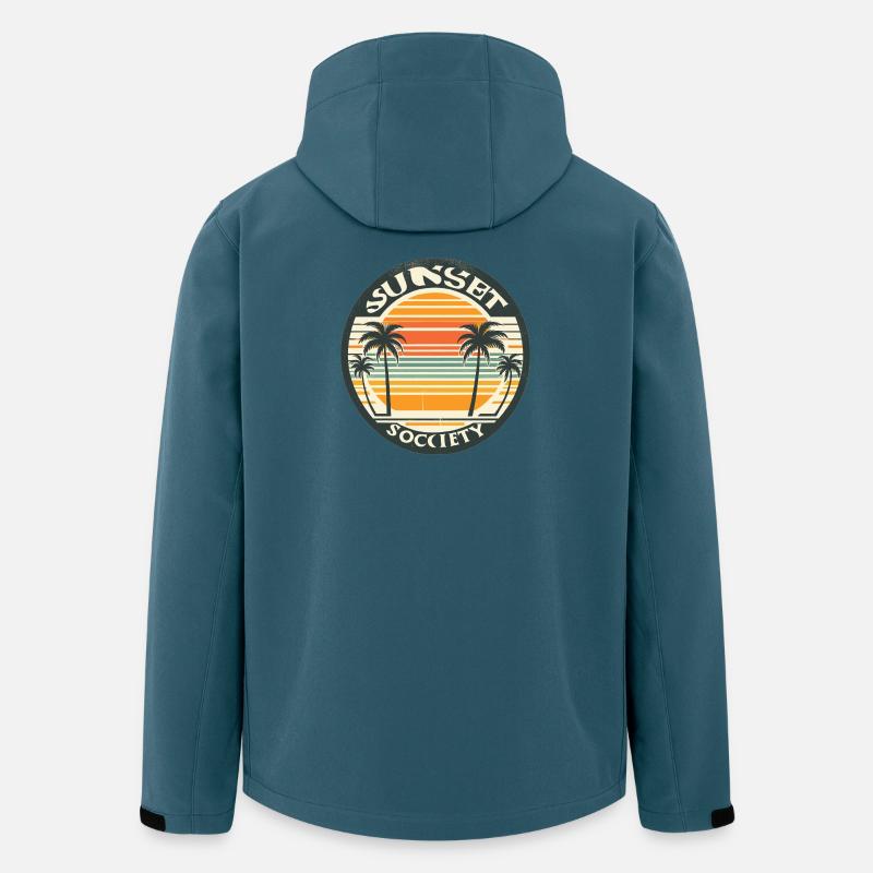 Coucher de soleil avec les palmiers - Veste softshell homme en polyester recyclé Stanley/Stella - bleu pétrole foncé