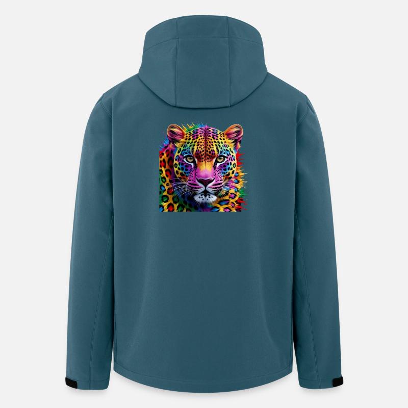 bunter Leopard - Recycelte Männer Softshell-Jacke von Stanley/Stella - Dunkles Petrol