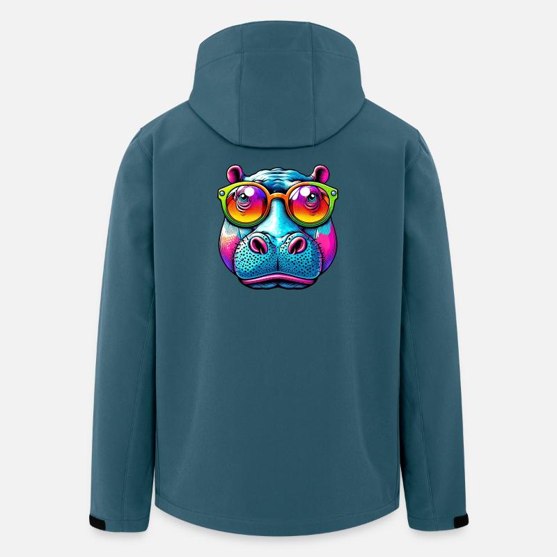 Nilpferd mit Sonnenbrille - Recycelte Männer Softshell-Jacke von Stanley/Stella - Dunkles Petrol