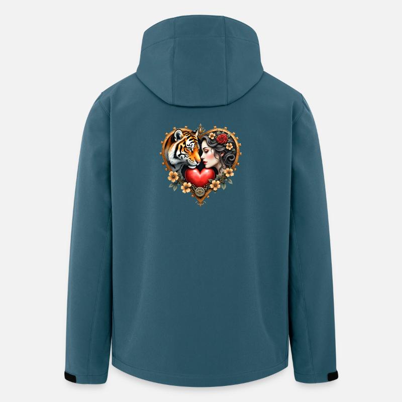 Dschungel Herz & Liebe Tattoo - Recycelte Männer Softshell-Jacke von Stanley/Stella - Dunkles Petrol