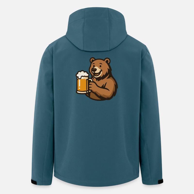 Bär mit Bierglas Illustration - Recycelte Männer Softshell-Jacke von Stanley/Stella - Dunkles Petrol