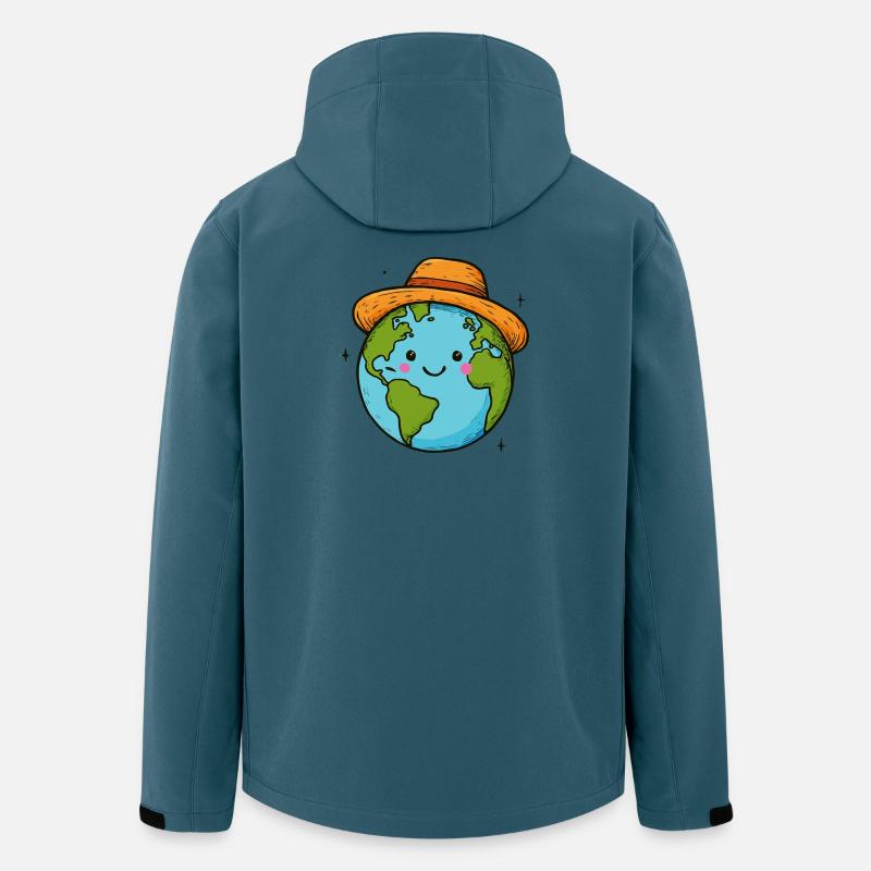 Kawaii Erde im Hut - Recycelte Männer Softshell-Jacke von Stanley/Stella - Dunkles Petrol