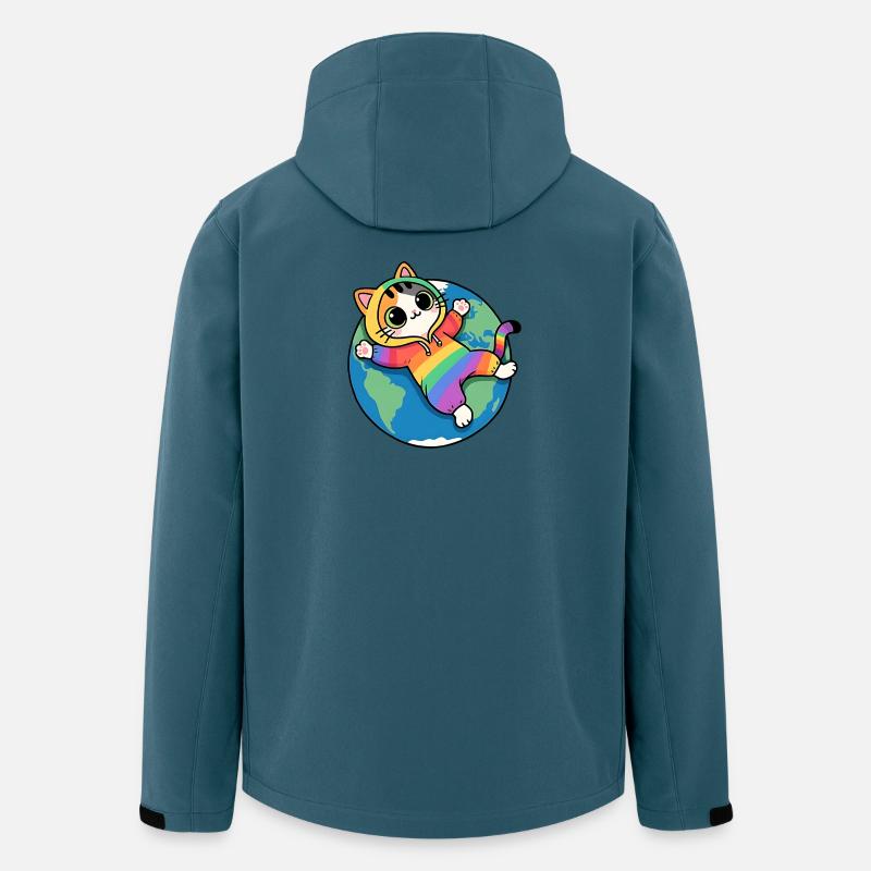 Regenbogenkatze auf dem Planeten Erde - Recycelte Männer Softshell-Jacke von Stanley/Stella - Dunkles Petrol