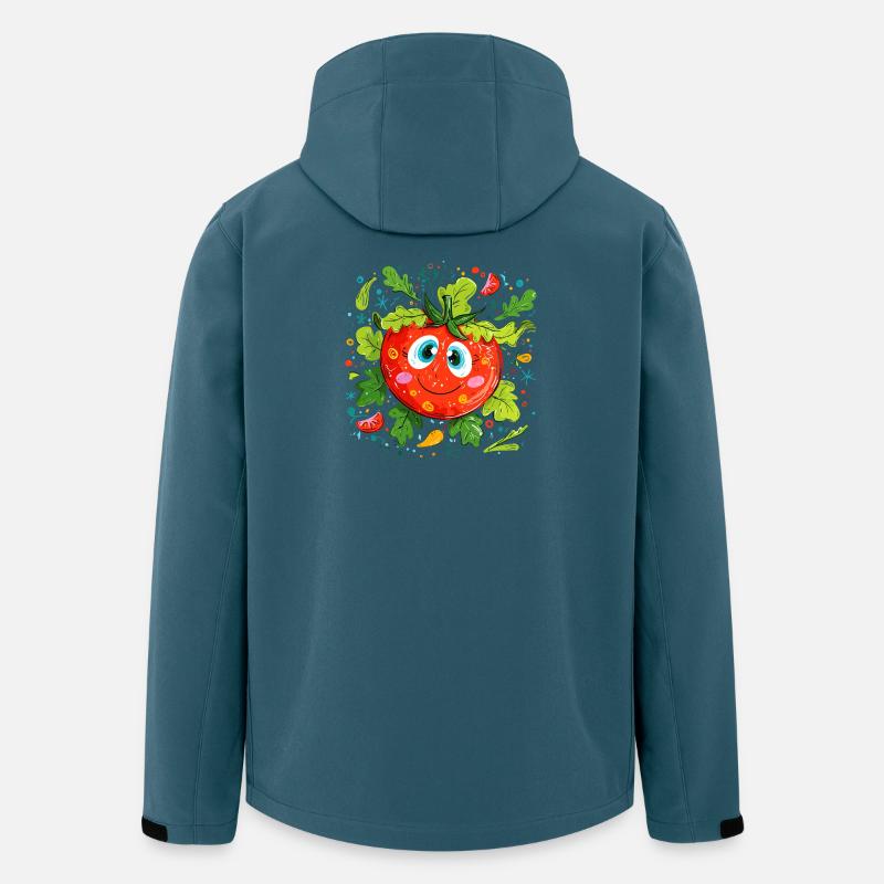 Fröhliche Tomate im Grünen Muster - Recycelte Männer Softshell-Jacke von Stanley/Stella - Dunkles Petrol