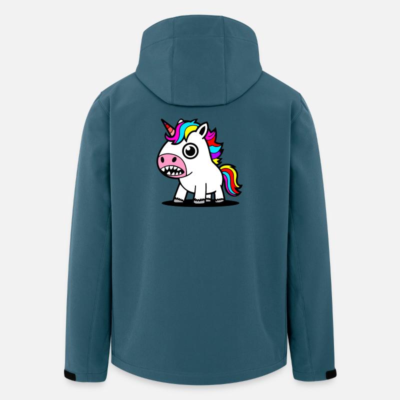 Buntes Cartoon-Einhorn-Motiv - Recycelte Männer Softshell-Jacke von Stanley/Stella - Dunkles Petrol