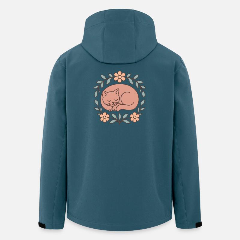 Schlafende Katze im Blumenkreis - Recycelte Männer Softshell-Jacke von Stanley/Stella - Dunkles Petrol