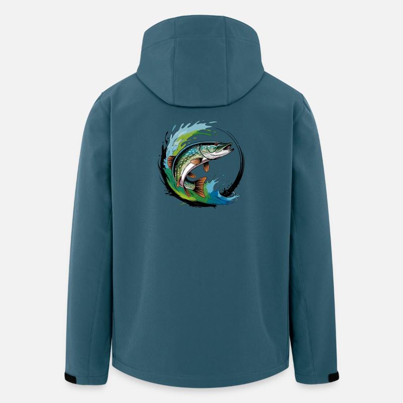 Hecht Angeln - Recycelte Männer Softshell-Jacke von Stanley/Stella - Dunkles Petrol