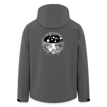 Fox illustration black and white - Men’s Recycled Softshell Jacket by Stanley/Stella - anthracite - Back - AI Model Male 185 light (185cm)
