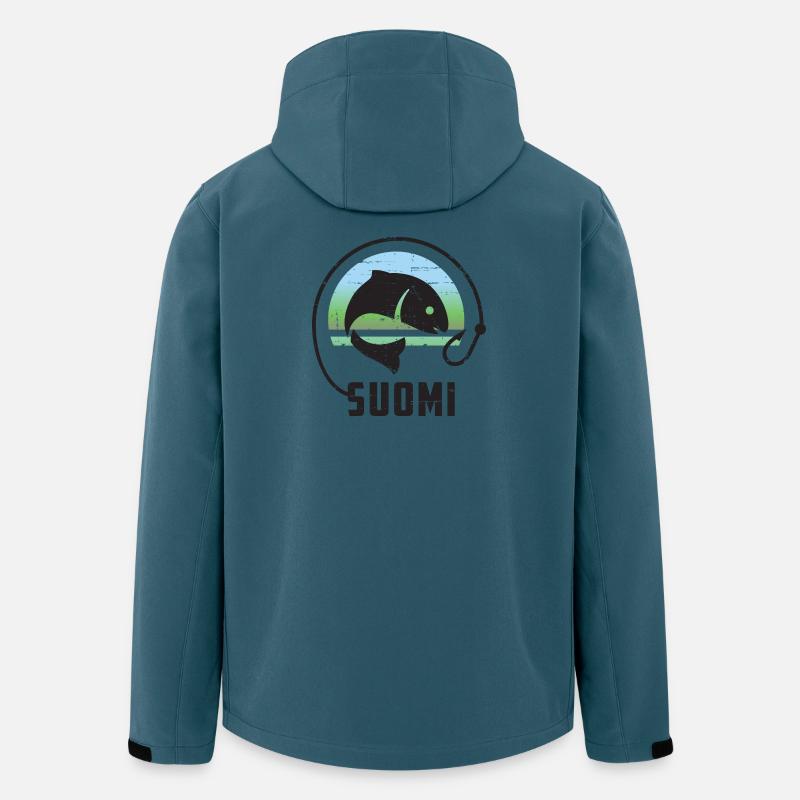 Vacances de pêche en Finlande - Veste softshell homme en polyester recyclé Stanley/Stella - bleu pétrole foncé