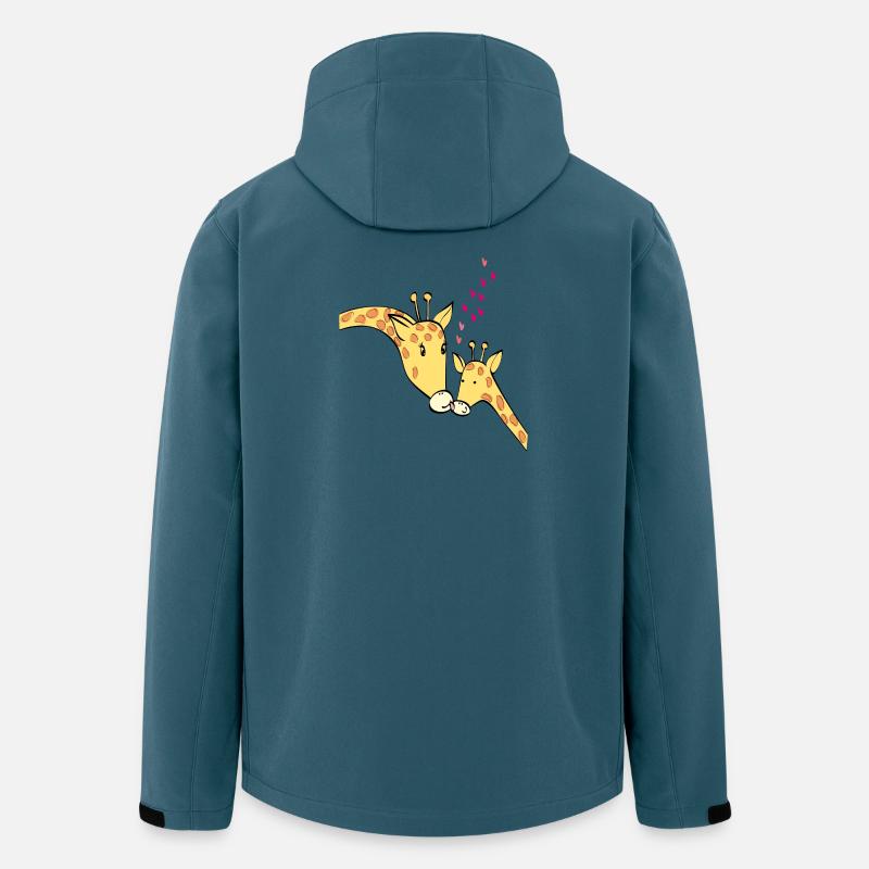 Girafes amoureuses - Veste softshell homme en polyester recyclé Stanley/Stella - bleu pétrole foncé
