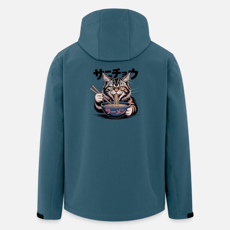 Hungrige Ramen-Katze Lustiges Design - Recycelte Männer Softshell-Jacke von Stanley/Stella - Dunkles Petrol