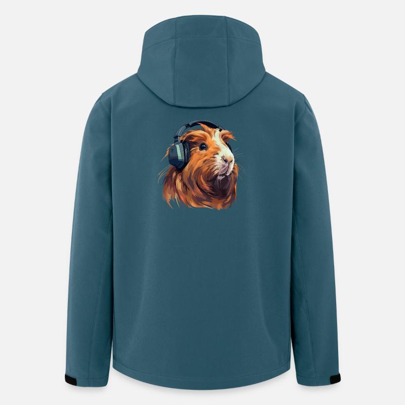 Meerschweinchen mit Kopfhörern - Recycelte Männer Softshell-Jacke von Stanley/Stella - Dunkles Petrol