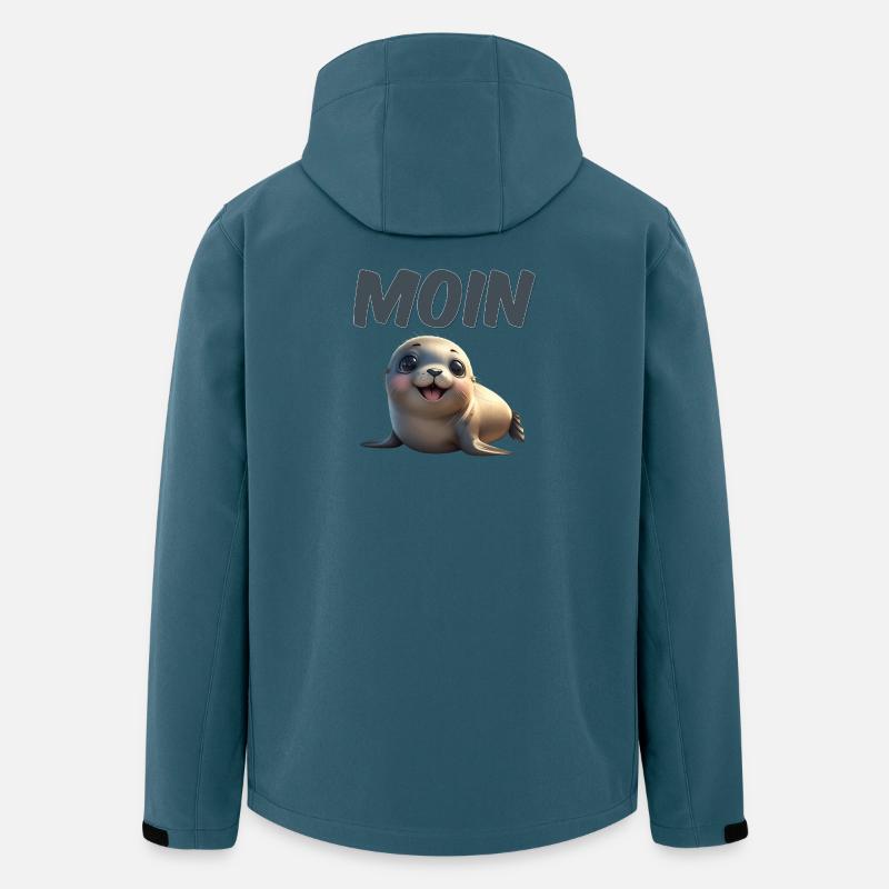 Süßer Seehund mit MOIN Schrift - Recycelte Männer Softshell-Jacke von Stanley/Stella - Dunkles Petrol