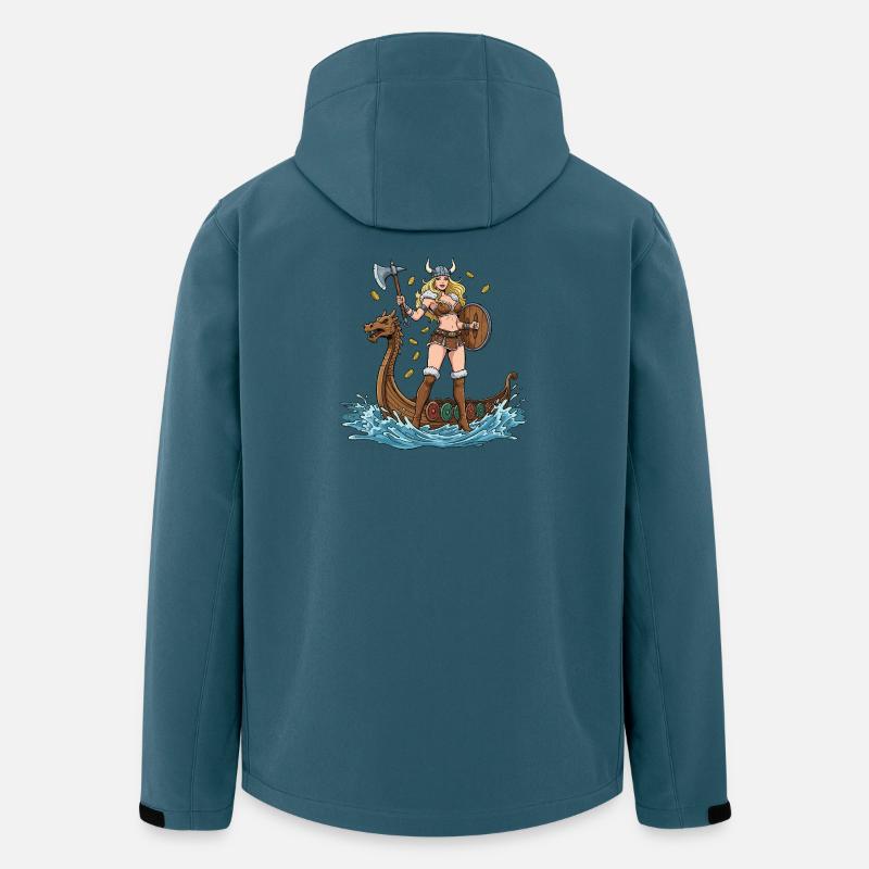 Norwegischer Wikinger-Pin-up - Recycelte Männer Softshell-Jacke von Stanley/Stella - Dunkles Petrol