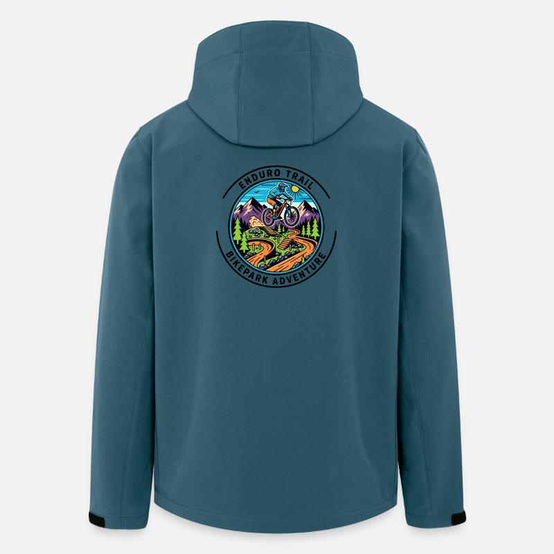 Bergpfad Radfahrer Badge - Recycelte Männer Softshell-Jacke von Stanley/Stella - Dunkles Petrol