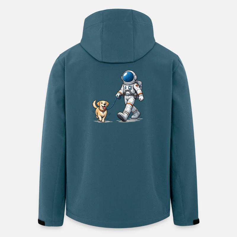 Astronaute promenant son chien - Veste softshell homme en polyester recyclé Stanley/Stella - bleu pétrole foncé