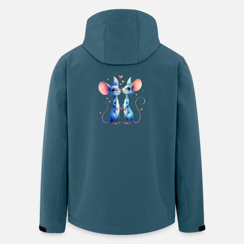 Blaue Mäuse verliebt - Recycelte Männer Softshell-Jacke von Stanley/Stella - Dunkles Petrol
