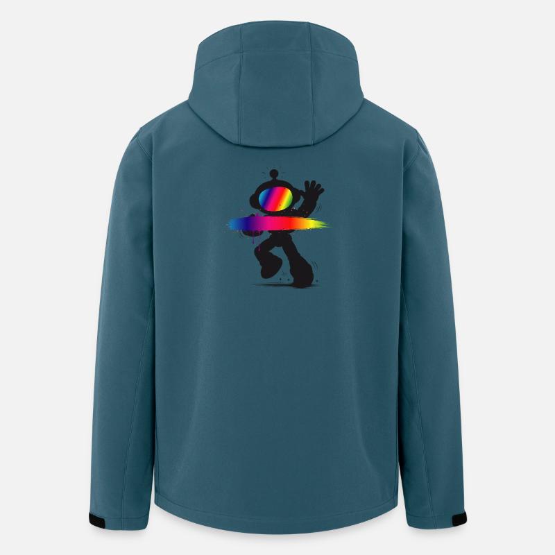 Robot Silhouette Regnbue Splash Design - Stanley/Stella Mænd Genanvendt Softshell-jakke Discoverer - mørk petrol