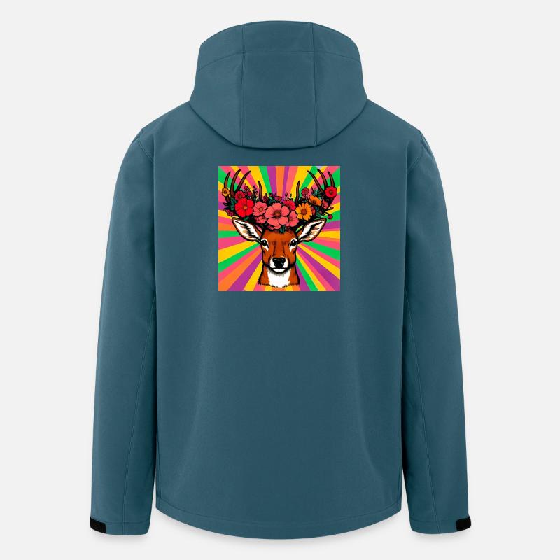 Hirsch mit Blumen - Recycelte Männer Softshell-Jacke von Stanley/Stella - Dunkles Petrol