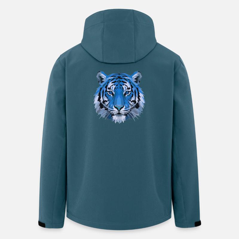 Blauer Polygon-Tiger Kopf - Recycelte Männer Softshell-Jacke von Stanley/Stella - Dunkles Petrol