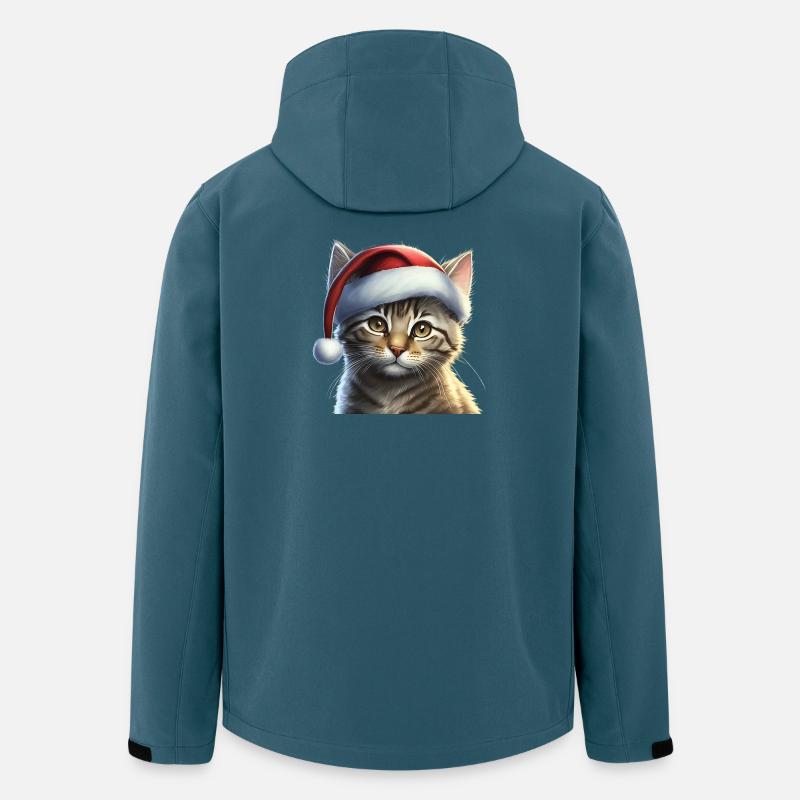Kätzchen mit Weihnachtsmütze - Recycelte Männer Softshell-Jacke von Stanley/Stella - Dunkles Petrol