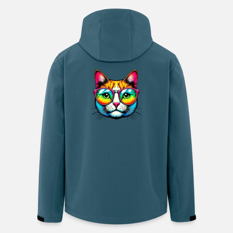 Kater mit Sonnenbrille - Recycelte Männer Softshell-Jacke von Stanley/Stella - Dunkles Petrol