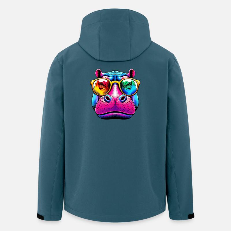Hippopotame avec lunettes de soleil - Veste softshell homme en polyester recyclé Stanley/Stella - bleu pétrole foncé