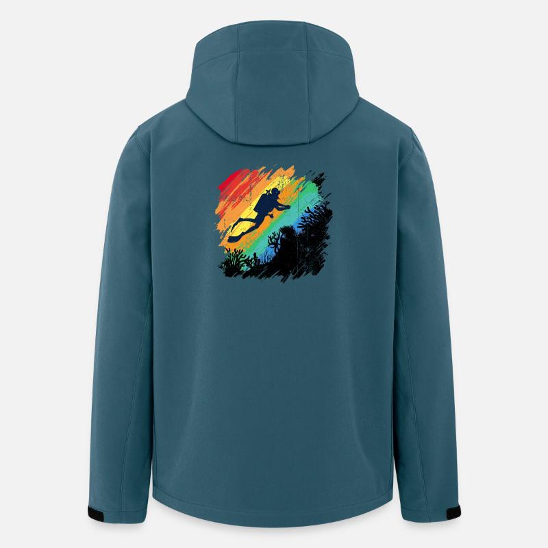 Lebendige Unterwasser-Taucher-Illustration - Recycelte Männer Softshell-Jacke von Stanley/Stella - Dunkles Petrol