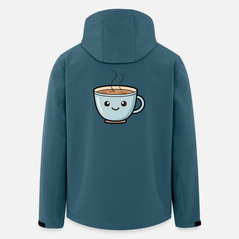 Niedliches Kawaii Kaffeetasse Design - Recycelte Männer Softshell-Jacke von Stanley/Stella - Dunkles Petrol
