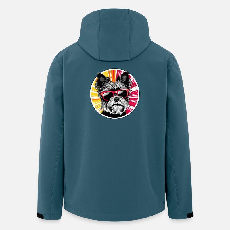 Hund mit Sonnenbrille Neon Design - Recycelte Männer Softshell-Jacke von Stanley/Stella - Dunkles Petrol