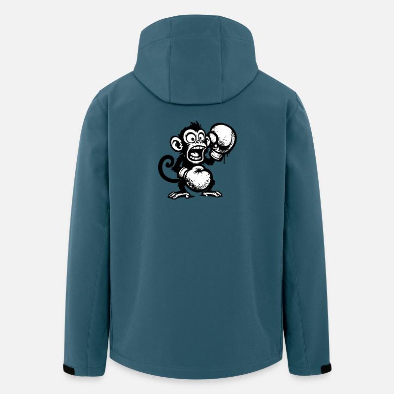 Cartoon Affe mit Frucht und Skull - Recycelte Männer Softshell-Jacke von Stanley/Stella - Dunkles Petrol