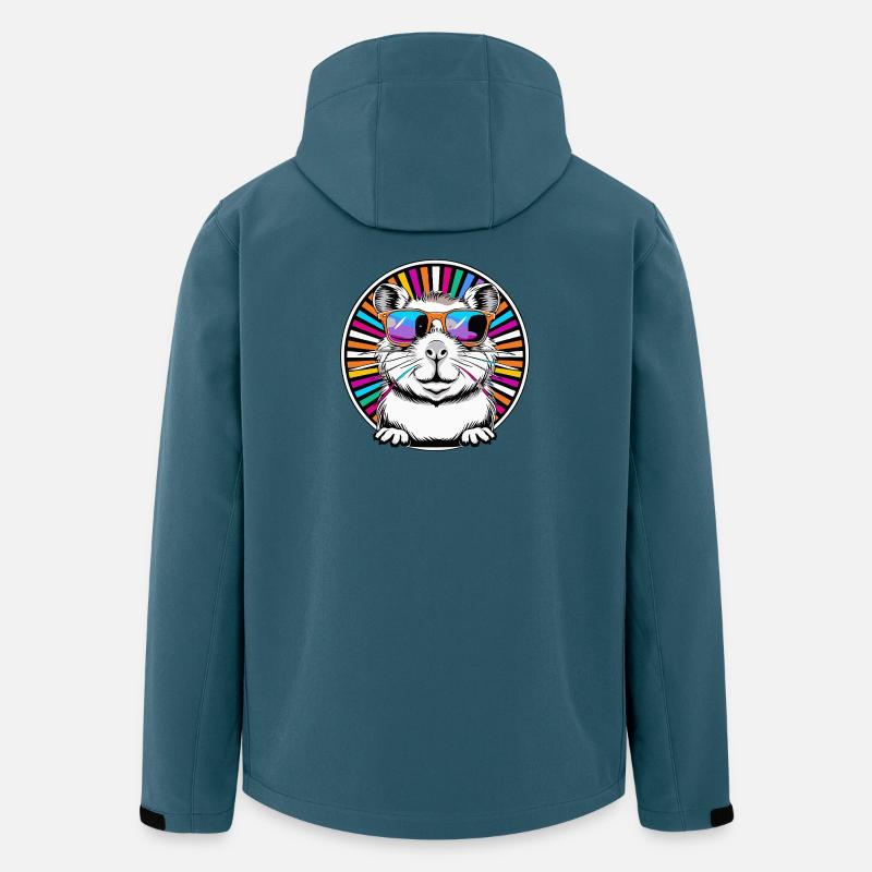 Cooler Hamster mit Sonnenbrille - Recycelte Männer Softshell-Jacke von Stanley/Stella - Dunkles Petrol