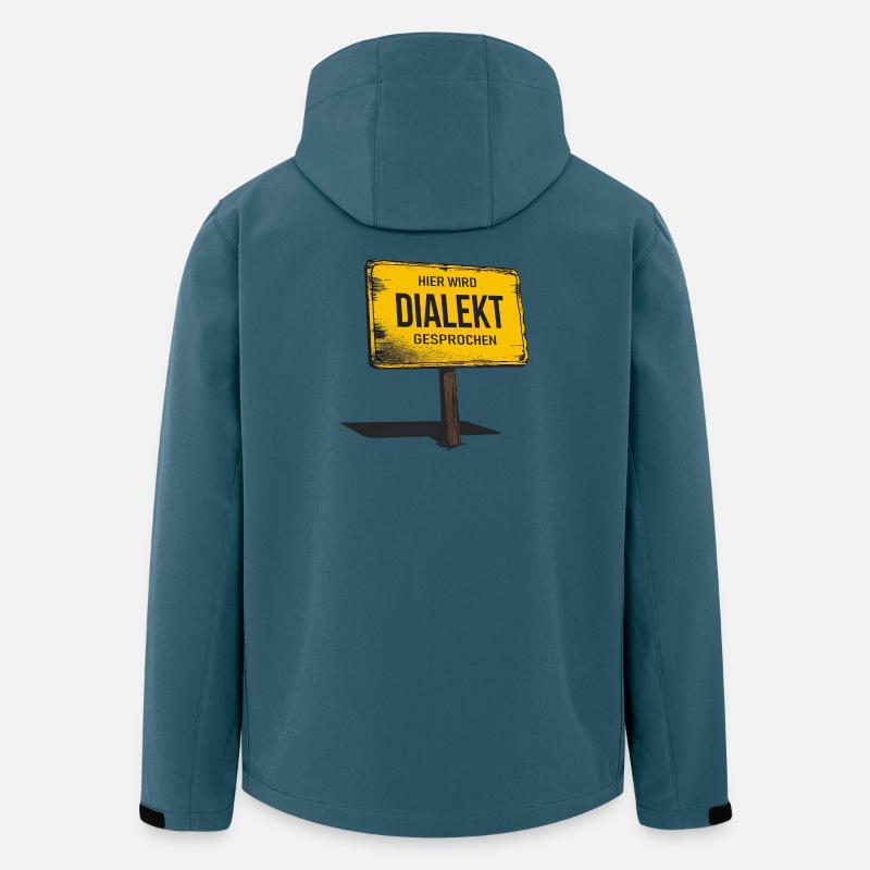 On parle ici un dialecte – drôle de dicton - Veste softshell homme en polyester recyclé Stanley/Stella - bleu pétrole foncé