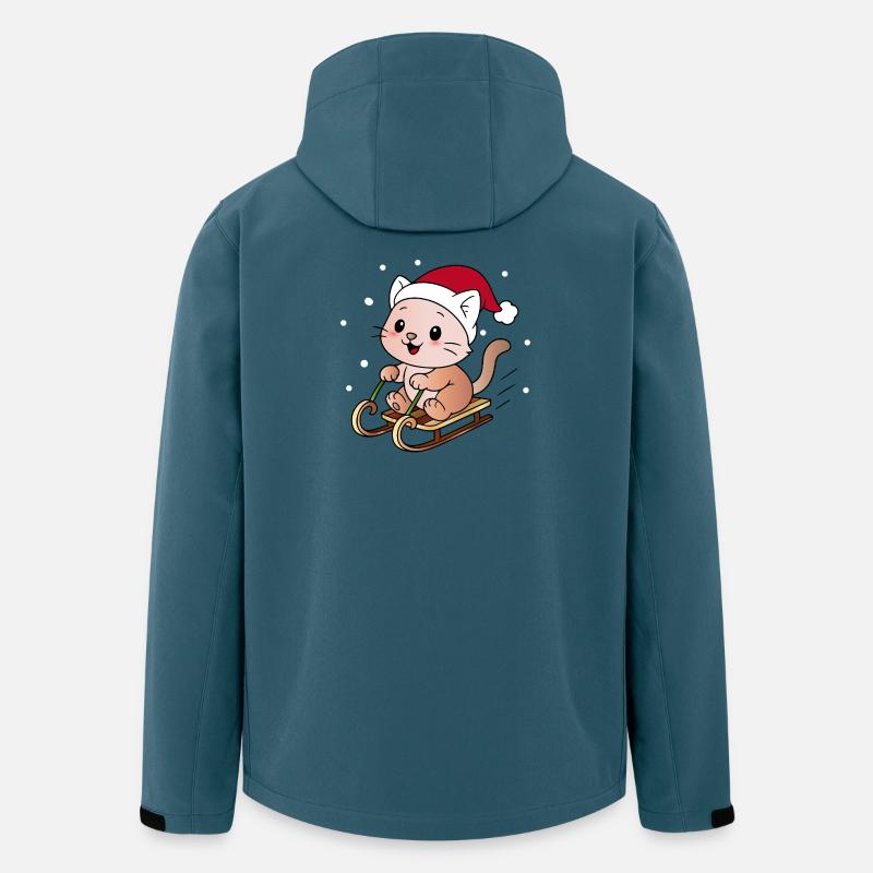 Ugly Christmas Katze auf dem Schlitten - Recycelte Männer Softshell-Jacke von Stanley/Stella - Dunkles Petrol