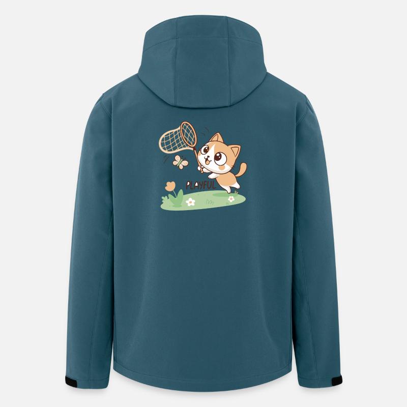Spielbares Kätzchen und Schmetterling - Recycelte Männer Softshell-Jacke von Stanley/Stella - Dunkles Petrol