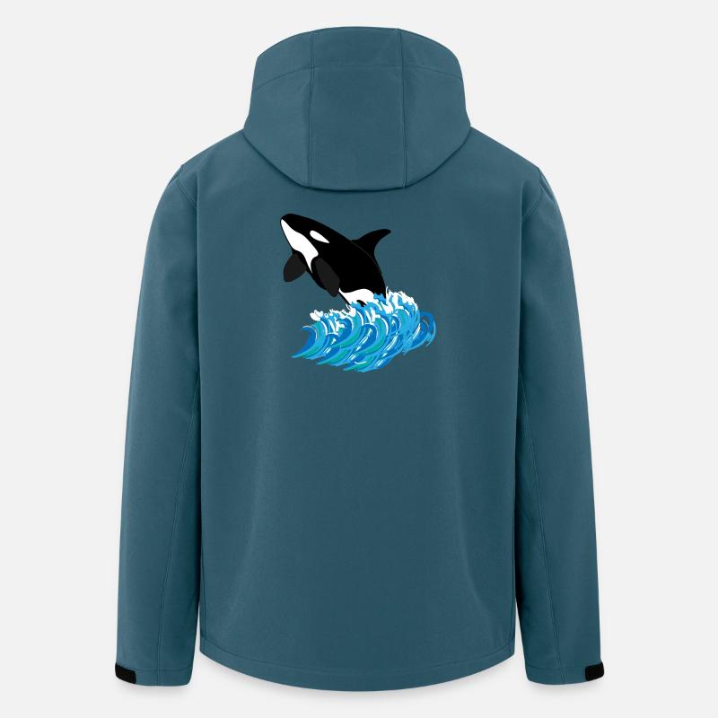 Orca-Druck - Recycelte Männer Softshell-Jacke von Stanley/Stella - Dunkles Petrol