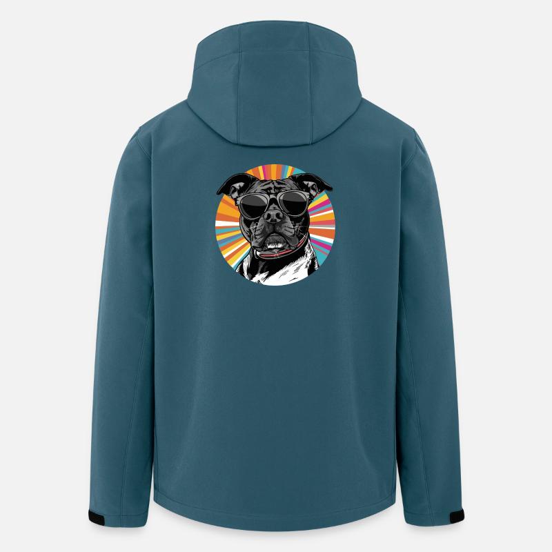 Hund mit Sonnenbrille Retro Patch - Recycelte Männer Softshell-Jacke von Stanley/Stella - Dunkles Petrol