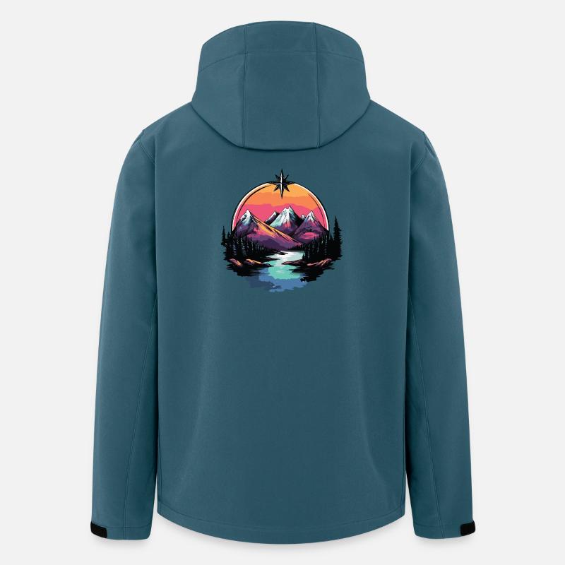 Berge Natur Landschaft Kompass - Recycelte Männer Softshell-Jacke von Stanley/Stella - Dunkles Petrol