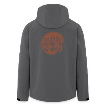 Gebildete, motivierte Frau mit melanierten, lockigen Haaren - Recycelte Männer Softshell-Jacke von Stanley/Stella - Dunkles Petrol - Hinten - AI Model Male 185 light (185cm)