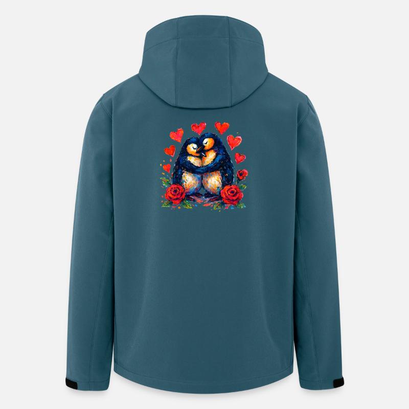Wasserfarbene Pinguine der Liebe - Recycelte Männer Softshell-Jacke von Stanley/Stella - Dunkles Petrol