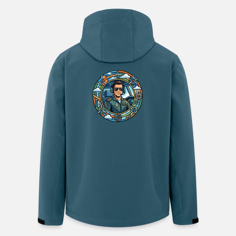 Comic-Pilot im Cockpit Rundflug - Recycelte Männer Softshell-Jacke von Stanley/Stella - Dunkles Petrol