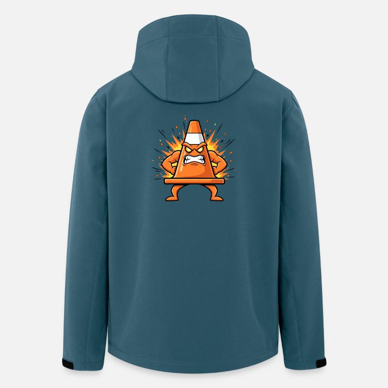 Dessin animé du cône en colère - Veste softshell homme en polyester recyclé Stanley/Stella - bleu pétrole foncé