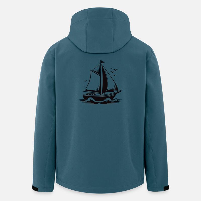 Segelschiff Silhouette am Meer - Recycelte Männer Softshell-Jacke von Stanley/Stella - Dunkles Petrol