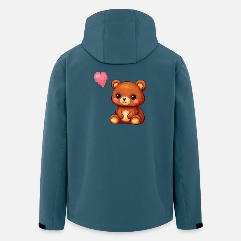 Pixelbär mit Herzballon - Recycelte Männer Softshell-Jacke von Stanley/Stella - Dunkles Petrol