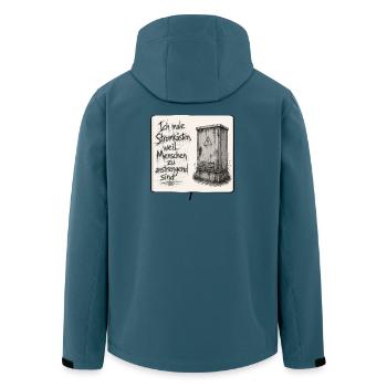 Urban Sketching Stromkasten Zeichnen - Recycelte Männer Softshell-Jacke von Stanley/Stella - Dunkles Petrol - Hinten - AI Model Male 185 light (185cm)