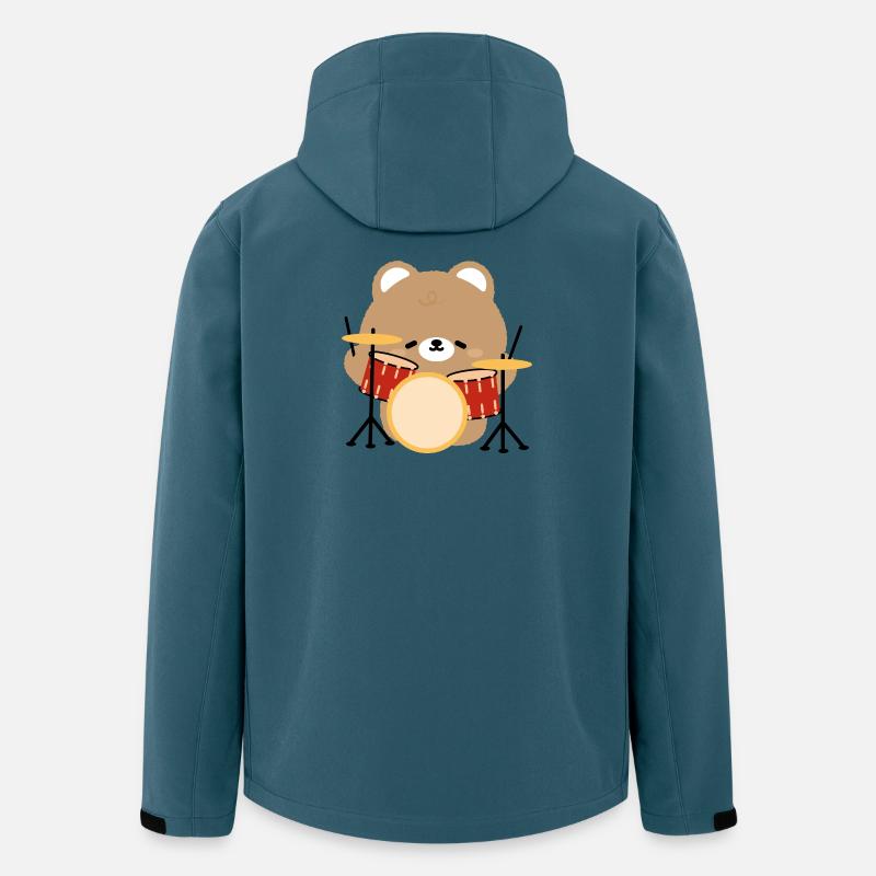 Bear Drummer Pop Art - Veste softshell homme en polyester recyclé Stanley/Stella - bleu pétrole foncé